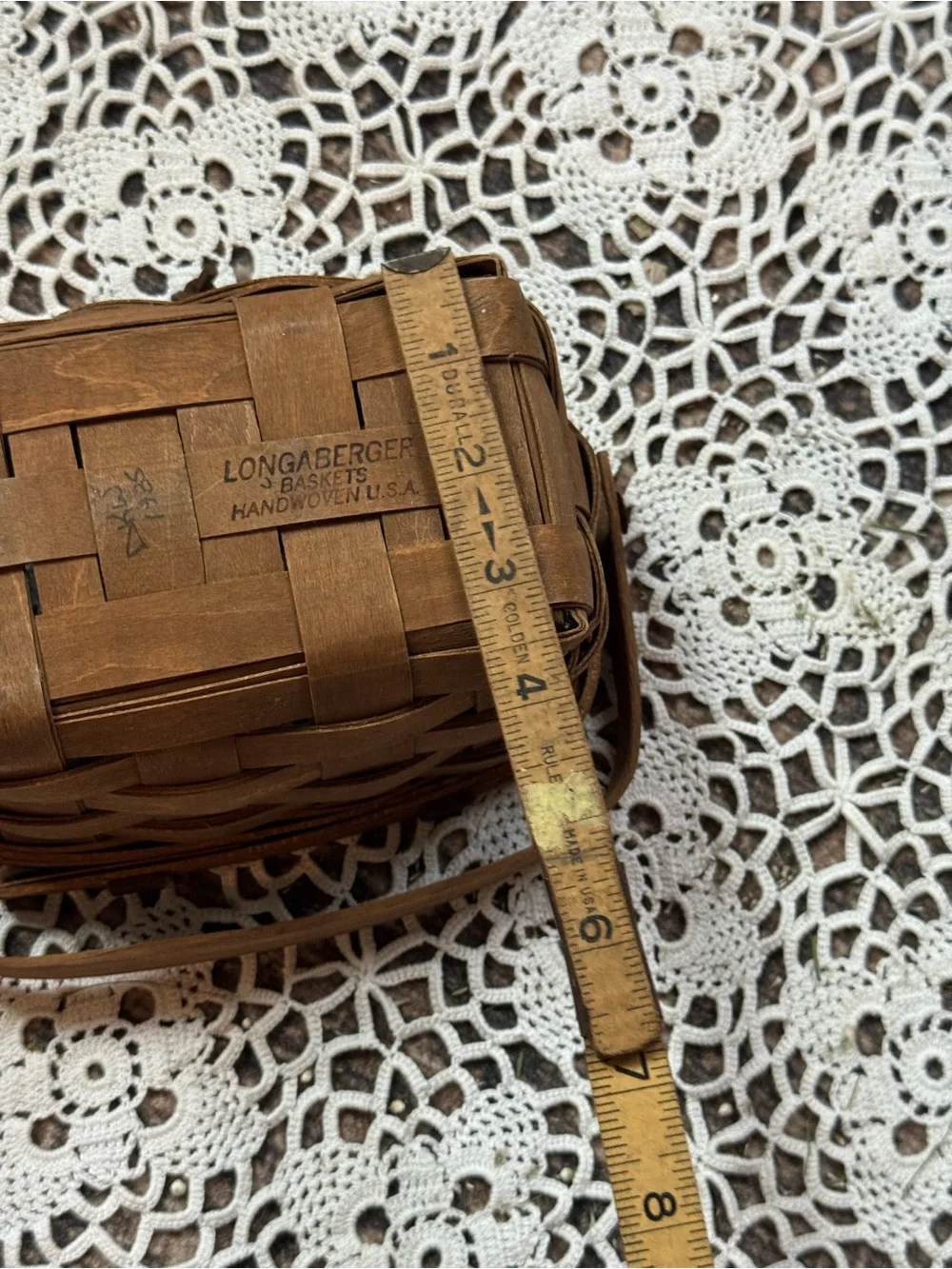 Vintage Longaberger Small Handwoven Basket 1985 Wood Handle